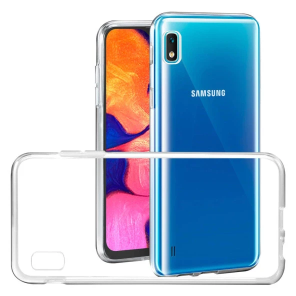 Samsung A10 Kılıf Şeffaf Silikon Kamera Korumalı 3D Tıpalı - 3