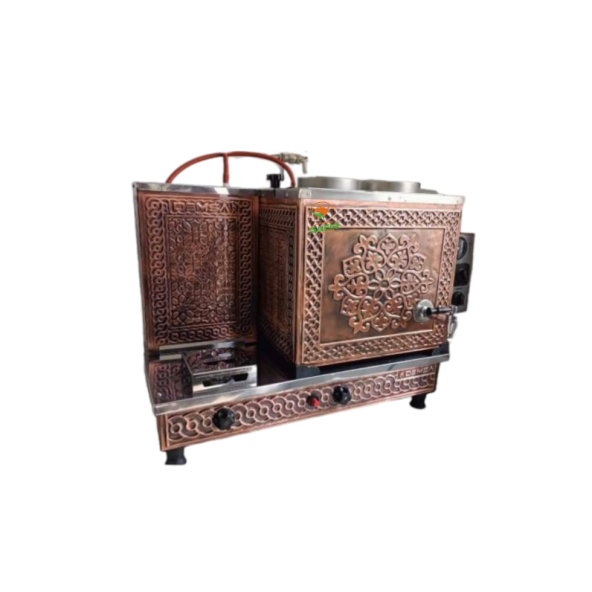 2 demlikli Bakır çay ocağı Bakır Çay Kazanı Elektrik + Doğalgazlı Bakır Çay Semaveri CE Belgeli GAZMER Onaylı ürün görseli