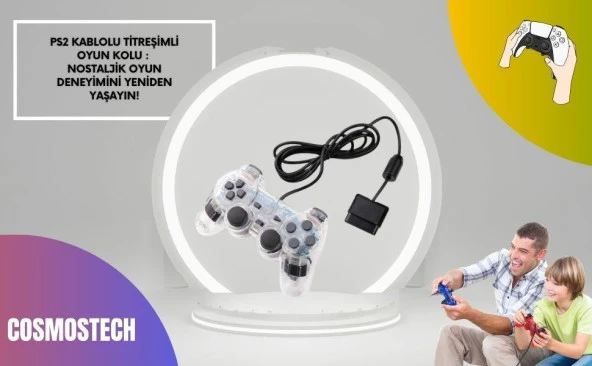 Cosmostech PS2 Controller Oyun Kolu , Titreşimli Gamepad Joystick - Resim 2