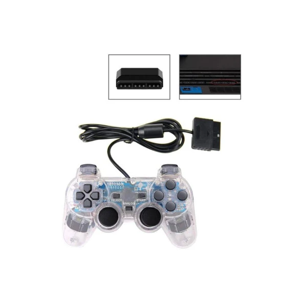 Cosmostech PS2 Controller Oyun Kolu , Titreşimli Gamepad Joystick - Resim 6