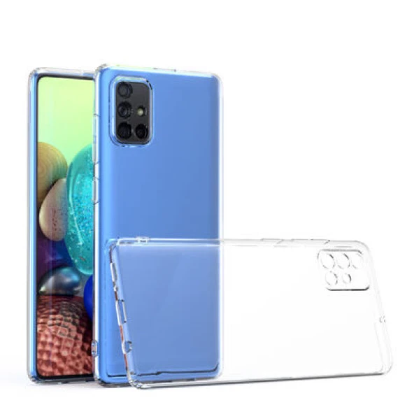 Samsung A71 Kılıf Şeffaf Silikon Kamera Korumalı 3D Tıpalı
