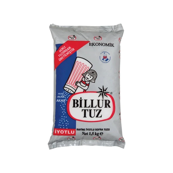 Billur Tuz 1,5 kg Rafine İyotlu x 10 Adet - 3