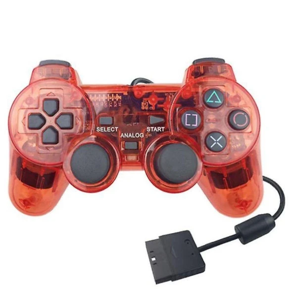 Cosmostech PS2 Controller Oyun Kolu , Titreşimli Gamepad Joystick Kırmızı