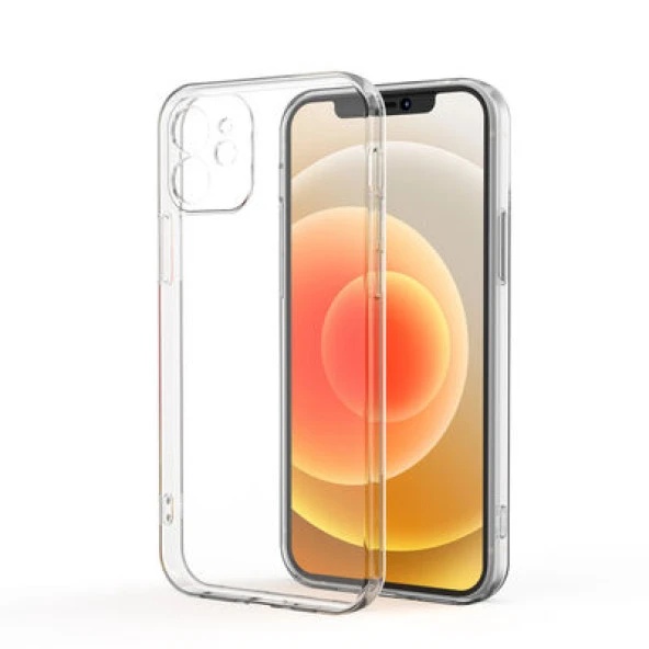 iPhone 12 Kılıf Şeffaf Silikon Kamera Korumalı 3D Tıpalı