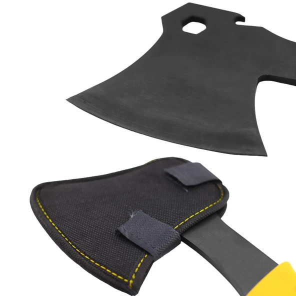 Saplı Kamp Piknik Baltası Mini Çok Amaçlı Fonksiyonlu Keskin Balta 26 cm 600 GR Gazoz Açacağı - 3