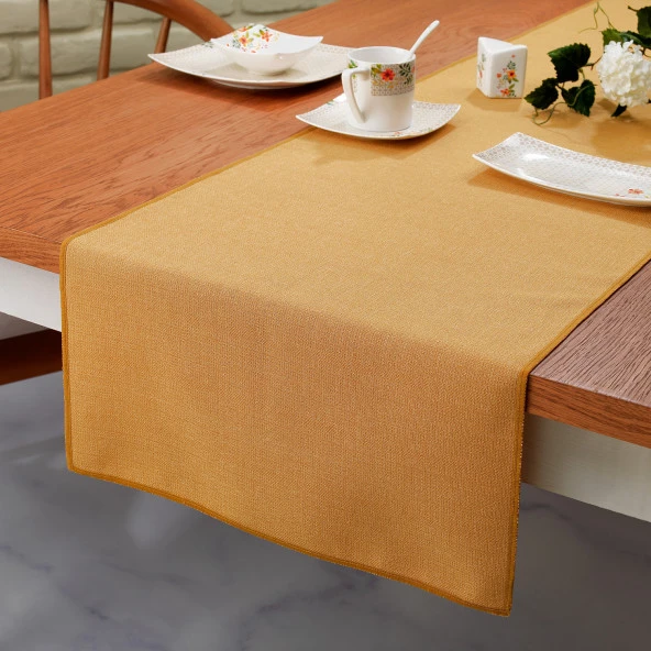 Schafer Home Bianca Keten Polyester Runner 40x160 Cm-Hardal