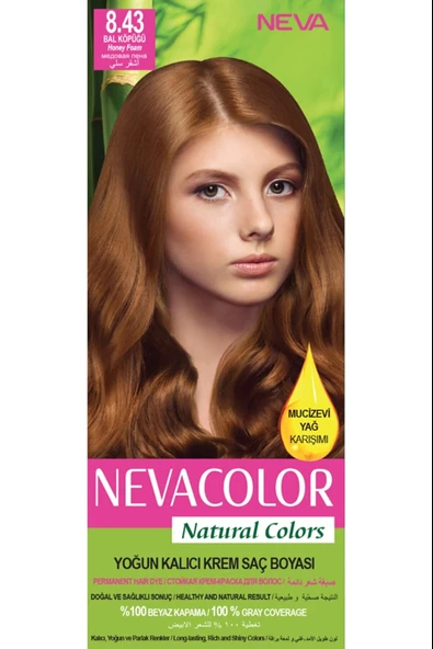 Nevacolor Natural Colors 8.43 Bal Köpüğü - Kalıcı Krem Saç Boyası Seti - 1