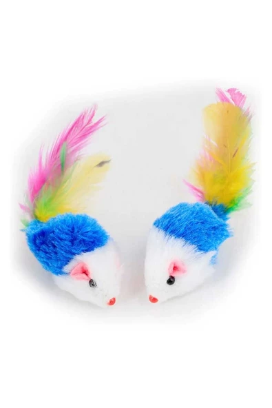 Renkli Tüylü Gerçekci Fare Kedi Oyuncağı 5 Adet - 4