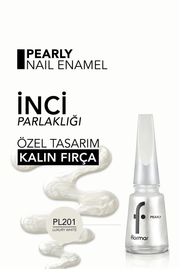 Sedefli Parlak Oje (Beyaz) - Pearly Nail Enamel - PL201 Luxury White - 8682536035422 - Resim 5