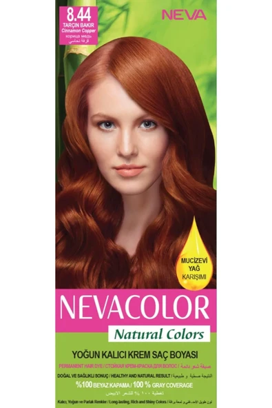 Nevacolor Natural Colors 8.44 Tarçın Bakır - Kalıcı Krem Saç Boyası Seti