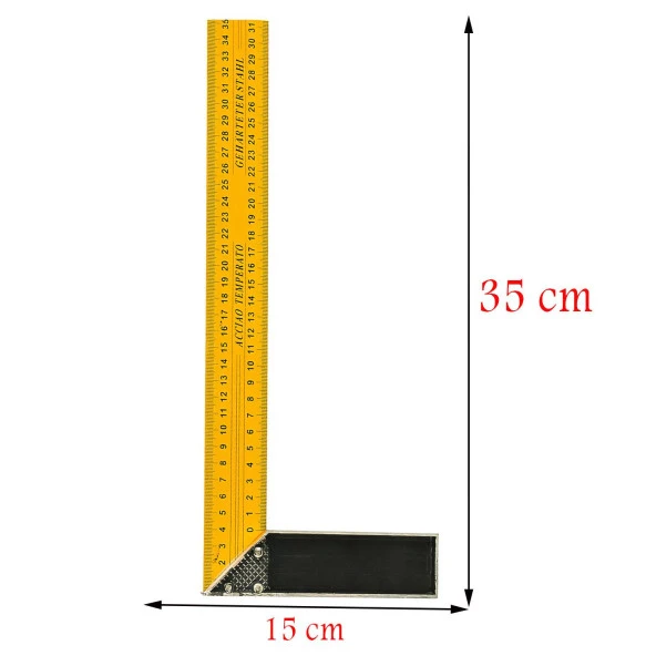 Alüminyum L Gönye Sarı Gönye Cetvel Kaynak Kaynakçı Marangoz Gönyesi 350 mm - 2