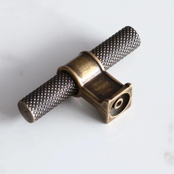 Hisar Eskitme Antik Sarı Metal Düğme Tek Vidalı Mobilya Mutfak Çekmece Dolap Kulpu Kulbu Kulpları - 5