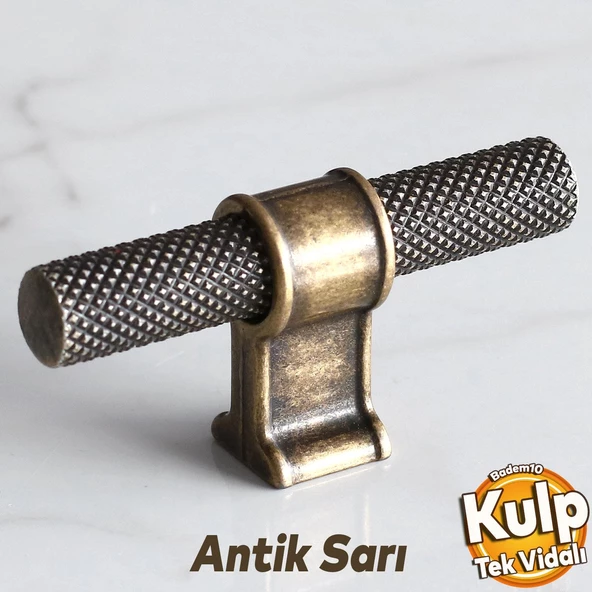 Hisar Eskitme Antik Sarı Metal Düğme Tek Vidalı Mobilya Mutfak Çekmece Dolap Kulpu Kulbu Kulpları