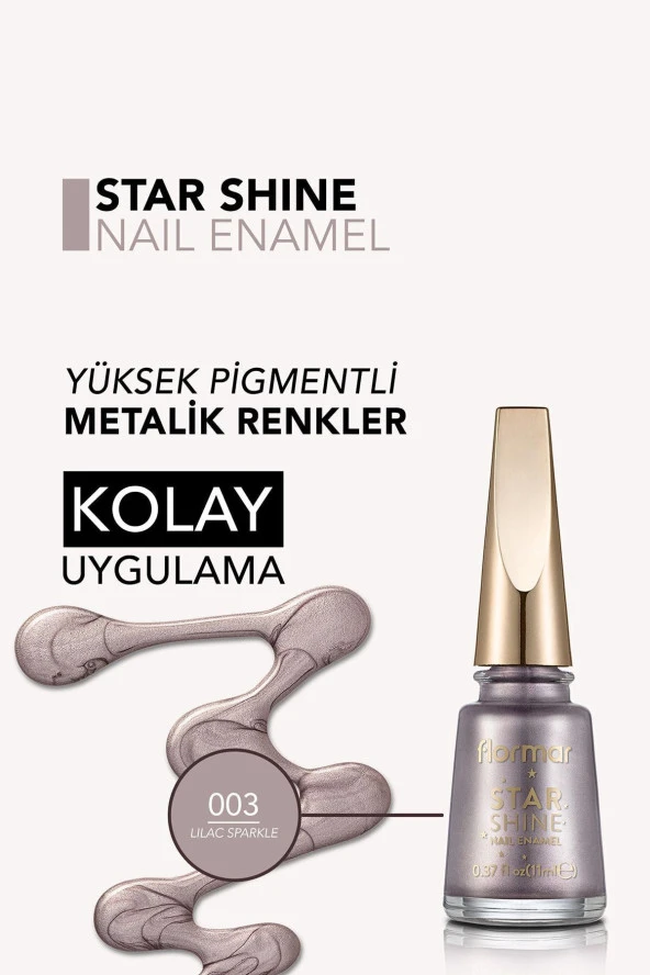 Metalik Parlak Oje - Star Shine Nail Enamel - 003 Lılac Sparkle-8690604564132 - Resim 4