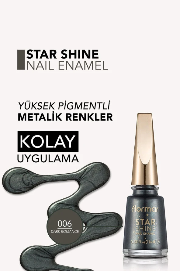 Metalik Parlak Oje - Star Shine Nail Enamel - 006 Dark Romance-8690604564163 - Resim 4