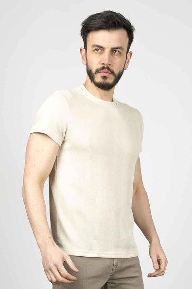 Cazador B.Yaka  K.Kol  Erkek T-şhirt 4177 Bej - Resim 3