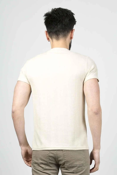 Cazador B.Yaka  K.Kol  Erkek T-şhirt 4177 Bej - Resim 4