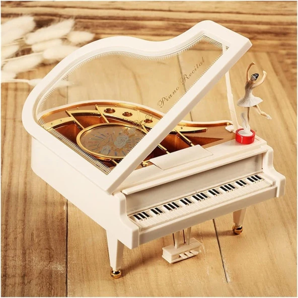 Piyano Müzik Kutusu Döner Balerinli Küçük Boy 14 cm - 4
