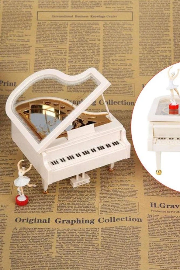 Piyano Müzik Kutusu Döner Balerinli Küçük Boy 14 cm - 10