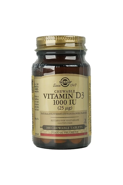 SOLGAR VITAMIN D3 1000 IU CHEWABLE 100 TABLET