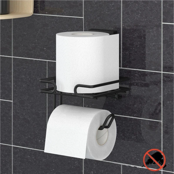 Tekno Tel EF-275 Yapışkanlı Yedekli Tuvalet Wc Kağıtlık Siyah - 4