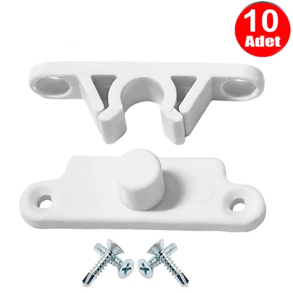 Pvc Kapı Pencere Sineklik Beyaz Plastik Çıt Çıt Kilit Menteşe Büyük Boy 5cm -10 Adet