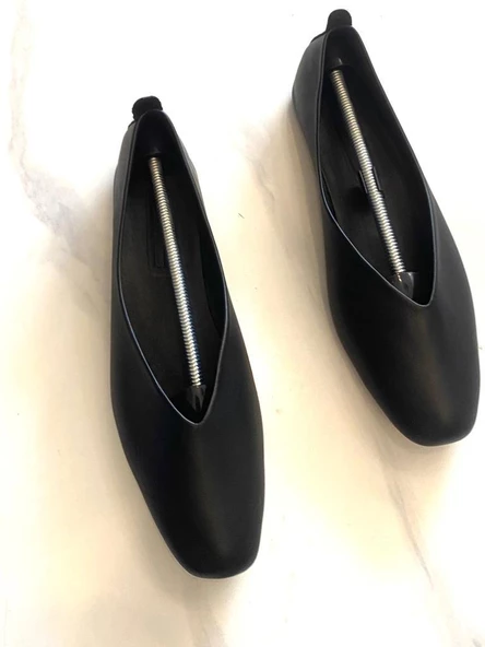 Kadın Babet Hakiki Deri Siyah Platin - 8