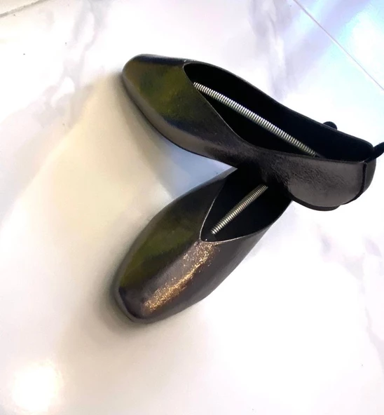 Kadın Babet Hakiki Deri Siyah Platin - 6