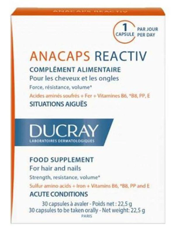 Ducray Anacaps Reactiv 30 Kapsül | Saç ve Tırnak Koruyucu Takviye Gıda