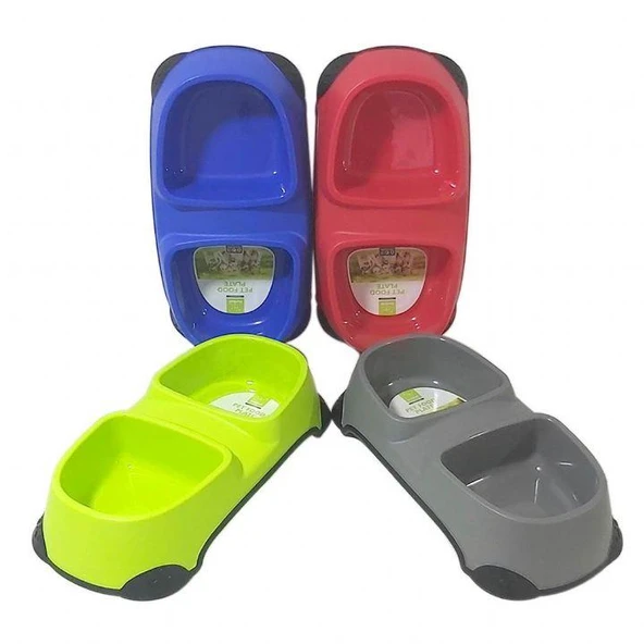 Nunbell Plastik Kedi Köpek Mama Kabı İkili L ürün görseli 1