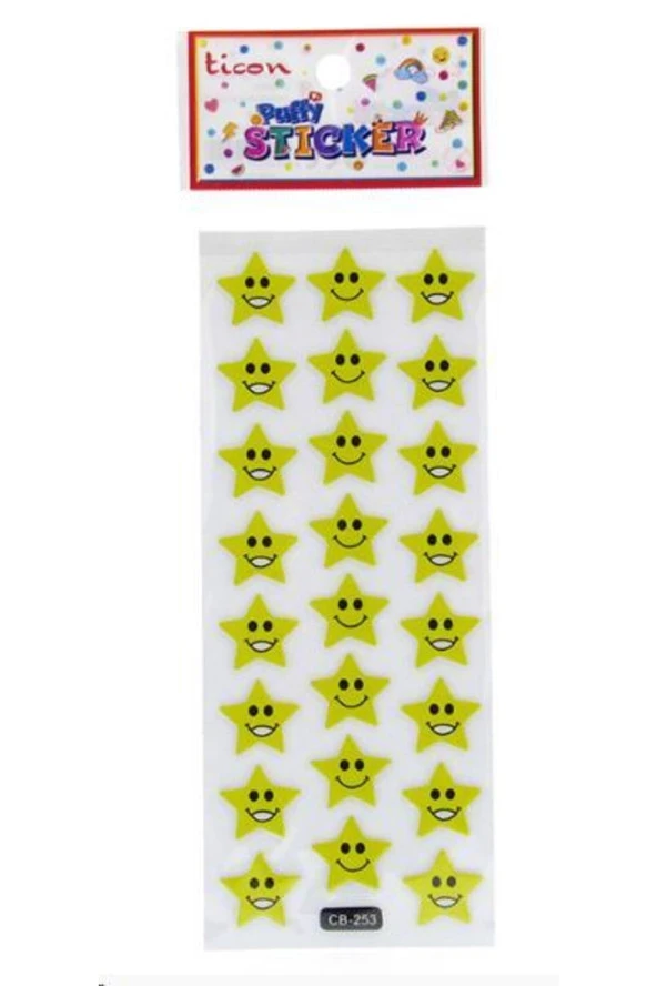 Ticon Puffy Sticker Yıldız Gülen Yüz Tps-001/3