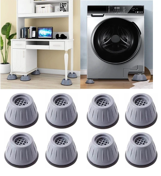 8 Adet Çamaşır Makinesi Titreşim Önleyici Mobilya Kaydırmaz Vantuzlu Stoper