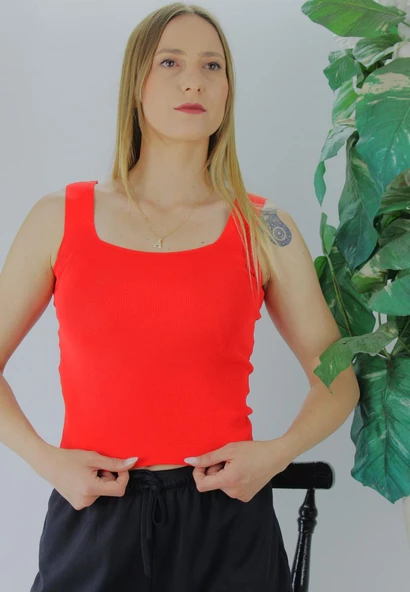 Kare Yaka Triko Atlet Kırmızı - Lks1230.28 - 3