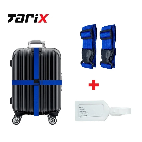 tarix 2 adet Mavi Valiz kemeri + 1 adet Beyaz valiz etiketi
