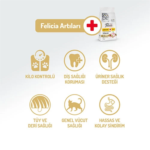 Felicia HypoAllergenic Urinary Sterilised +7 Tavuklu Düşük Tahıllı Kısırlaştırılmış Yaşlı Kedi Maması 12 Kg - Resim 2