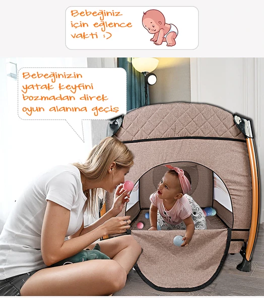 Baby Home 600 Nanny 70x110 Bebek Oyun Parkı Yatak Beşik - 7