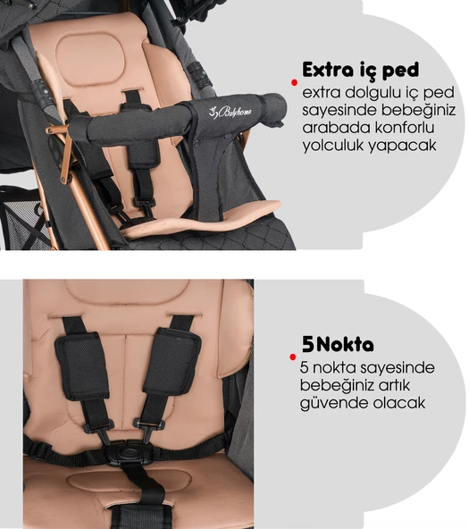 Baby Home 104 Quid Tam Yatarlı Baston Bebek Arabası - 8