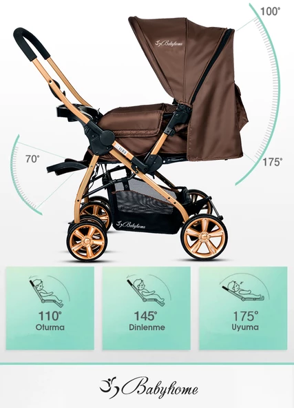 Baby Home Bh-760 Gold Çift Yönlü Bebek Arabası - 7