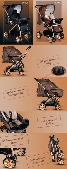 Baby Home Bh-760 Gold Çift Yönlü Bebek Arabası - 10