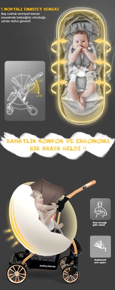 Baby Home Bh-780 Gold Zigi Çift Yönlü Bebek Arabası - 6