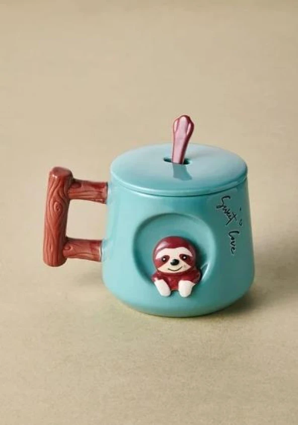 The Mia Tembel Hayvan Kapaklı ve Kaşıklı Kupa 370 ml - 3