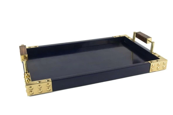 Mikasa Moor Mavi Gold Resin Tepsi 43x26x3 cm