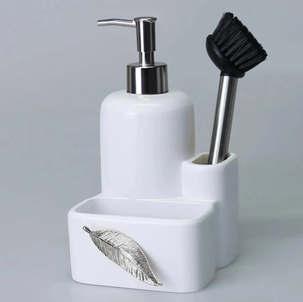 Selim Dekor Leaf Sıvılı Süngerlik Beyaz-Gümüş