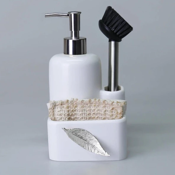 Selim Dekor Leaf Sıvılı Süngerlik Beyaz-Gümüş - 2