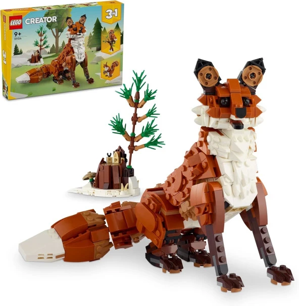 LEGO® Creator Orman Hayvanları: Kızıl Tilki 31154-9 Yaş ve Üzeri Çocuklar için Baykuş ve Sincap Model Seçenekleri İçeren 3’ü 1 Arada Yaratıcı Oyuncak Yapım Seti (667 Parça)
