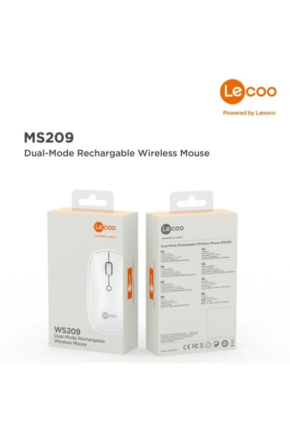 Lenovo Ws209 Dual Mod Bluetooth Ve Kablosuz Şarj Edilebilir Optik Mouse Siyah