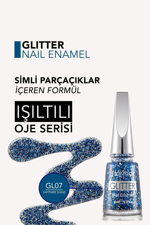 Oje - Glitter Nail Enamel GL07 Sapphire Shine  8690604195725 - 4