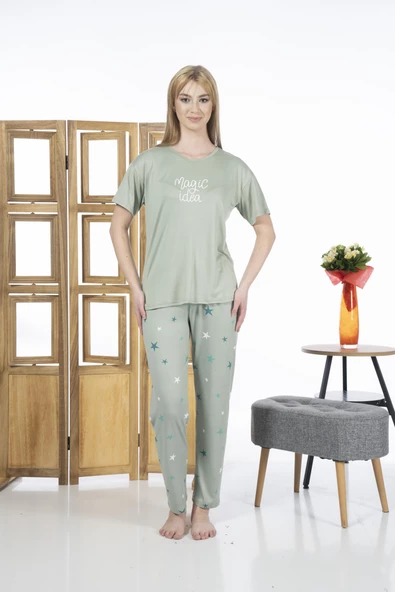 Estiva 24139 Magic İdea Kadın Kısa Kol Pijama Takımı - 4