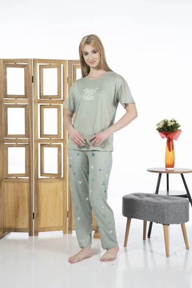 Estiva 24139 Magic İdea Kadın Kısa Kol Pijama Takımı - 6