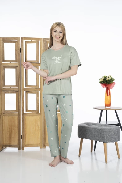 Estiva 24139 Magic İdea Kadın Kısa Kol Pijama Takımı - 3